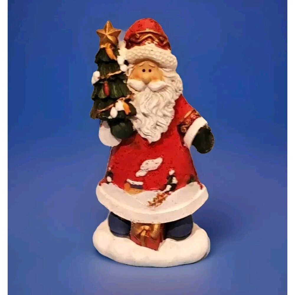 Santa Claus Greenbrier International Figurine Holding Christmas Tree Polystone